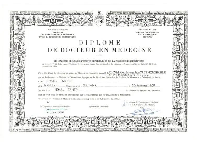 Diplôme 3 dr djemal taher